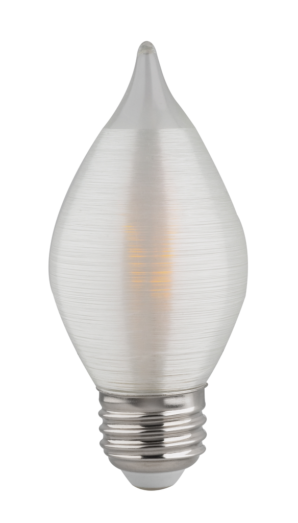 Product image for Satco S22713 4 Watt C15 LED; Satin Spun; Clear; Medium base; 2700K; 300 Lumens; 120 Volt; Carded