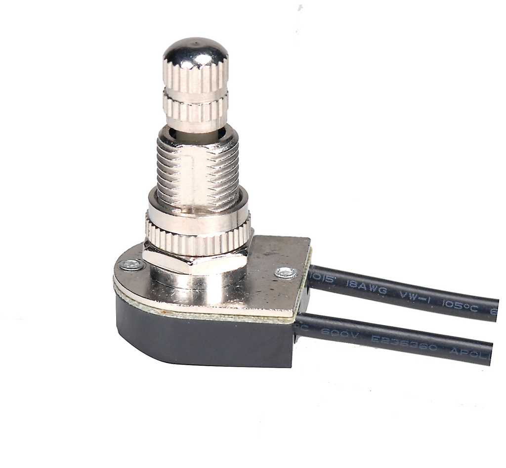 Product image for Satco 80/1135 On-Off Metal Rotary Switch; 5/8" Metal Bushing; Single Circuit; 6A-125V, 3A-250V Rating; Nickel Finish