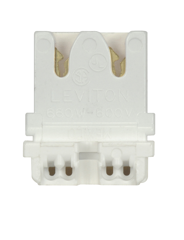 Product image for Satco 80/1937 Bi-Pin Lampholder; Medium; Straight-In; For 20GA Panel; Slide-On; G13 Base; Quick Connect No. 18GA; Non Shunted; 660W; 600V