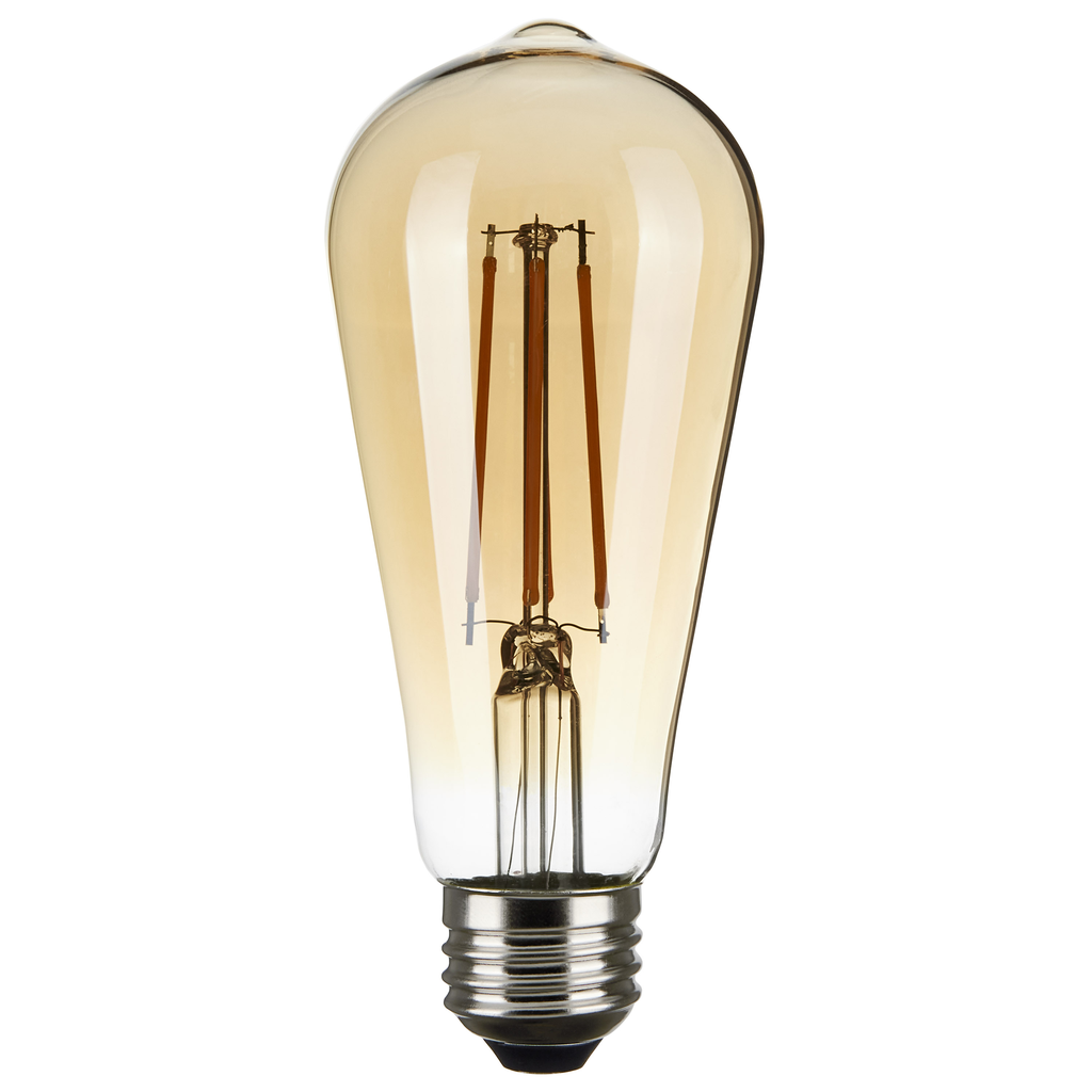 Product image for Satco S9578 4.5 Watt ST19 LED; Transparent Amber; Medium base; 2000K; 350 Lumens; 120 Volt
