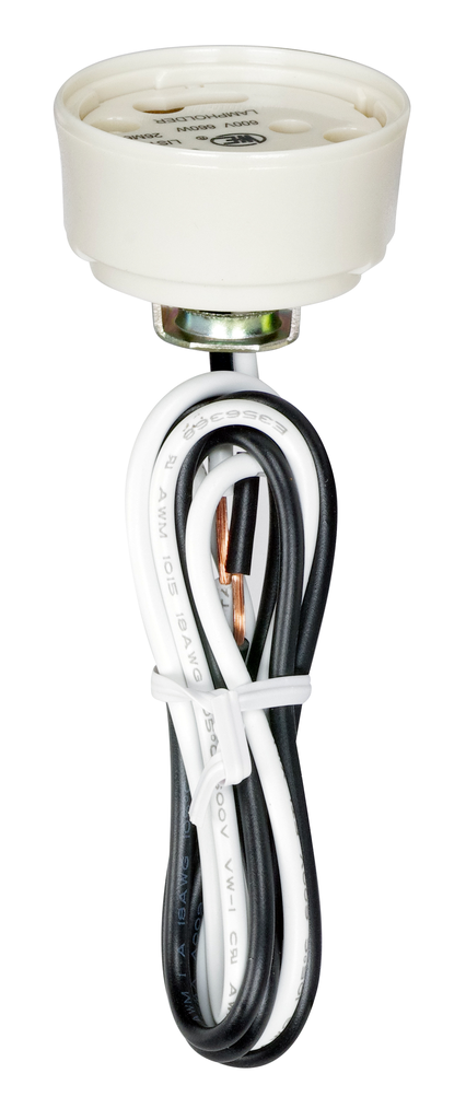 Product image for Satco 80/1858 4-Pin Ballast And Socket Combination For GU24; 24" 18 AWM 105C Leads; U-Channel 1/8 IP Hickey; 1-1/8" Height