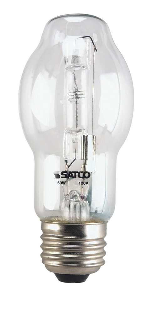 Product image for Satco S4603 60 Watt; Halogen; BT15; Clear; 3000 Average rated Hours; 600 Lumens; Medium base; 120 Volt; Carded