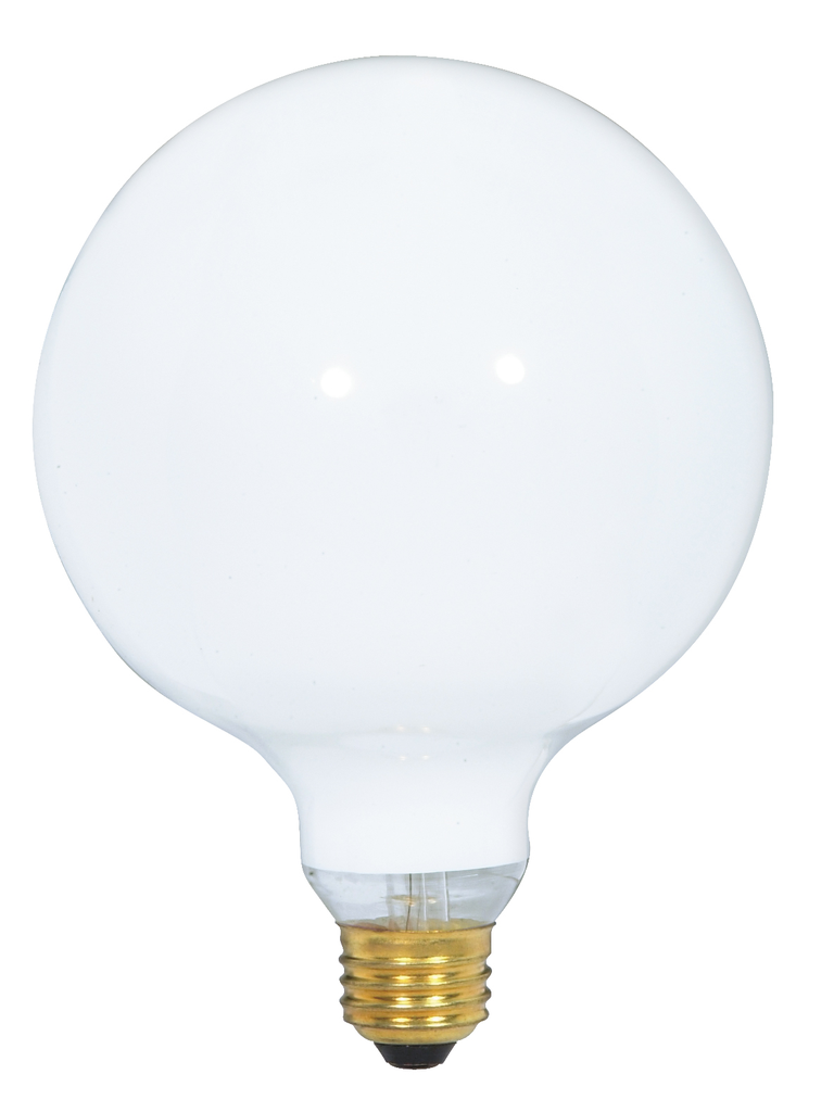 Product image for Satco S3002 60 Watt G40 Incandescent; Gloss White; 4000 Average rated hours; 550 Lumens; Medium base; 120 Volt
