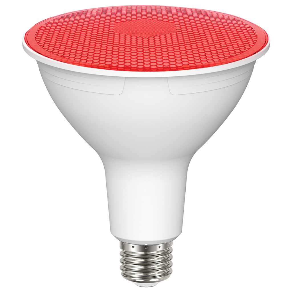 Product image for Satco S29480 11.5 Watt PAR38 LED; Red; 90 degree Beam Angle; Medium base; 120 Volt