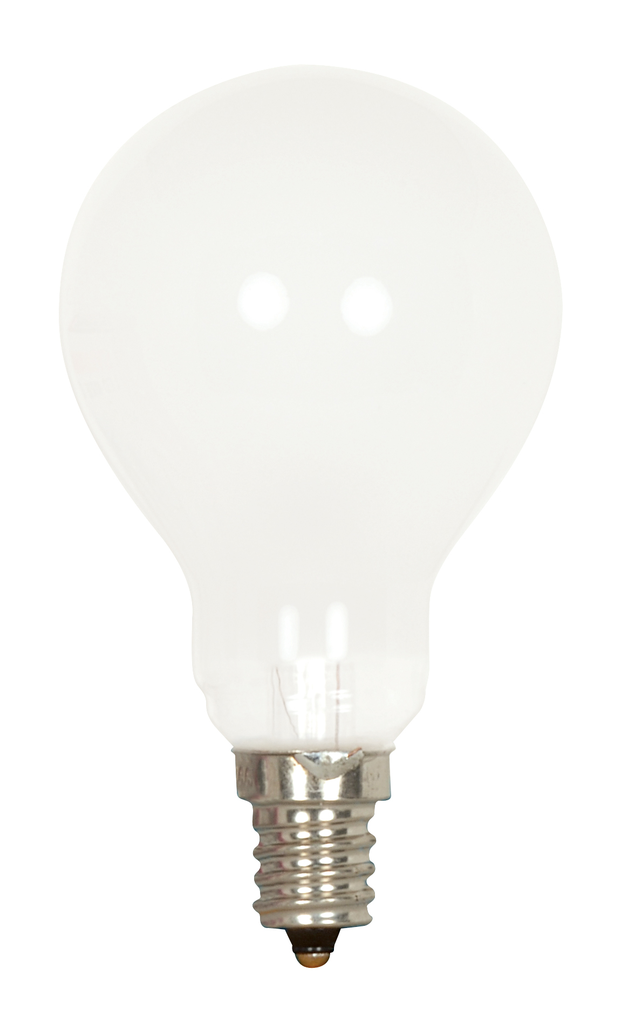 Product image for Satco S2741 40 Watt A15 Incandescent; Frost; Appliance Lamp; 1000 Average rated hours; 420 Lumens; Candelabra base; 120 Volt; 2-Card
