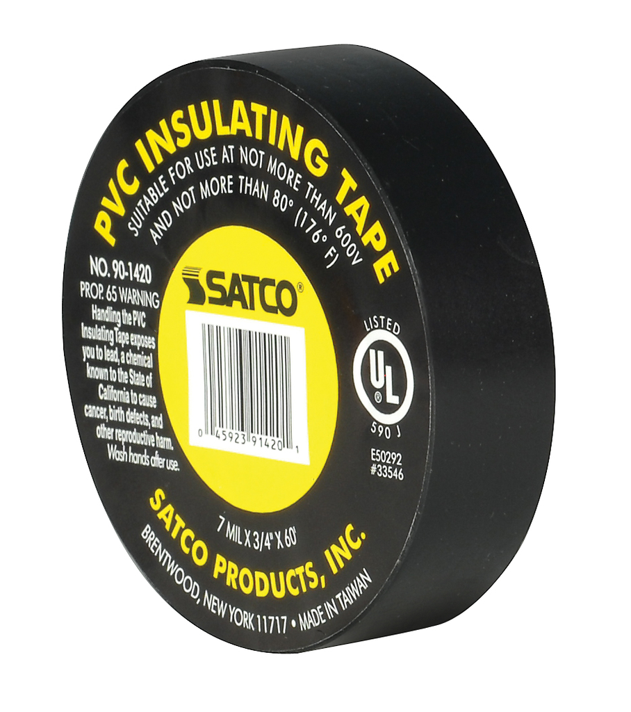 Product image for Satco 90/1420 PVC Electrical Tape; 3/4" x 60 Foot; Black