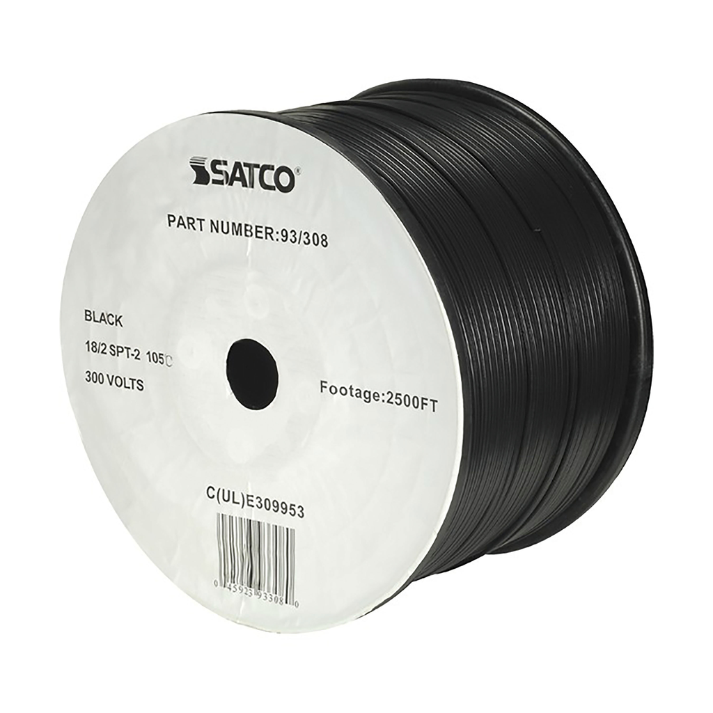 Product image for SAT 93/308 18/2 SPT-2 BLACK 2500 FT SPOOL