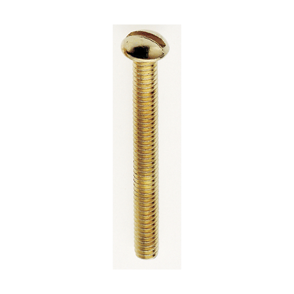 Product image for Satco 90/028 Steel Round Head Slotted Machine Screw; 8/32; 1-1/2" Length; Brass Plated Finish