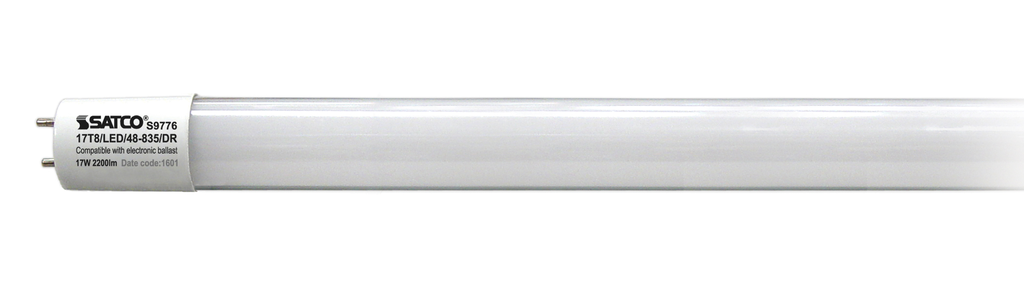 Product image for Satco S9776 17W T8 LED; 3500K; Medium Bi Pin base; 50000 Average rated hours; 2200 Lumens