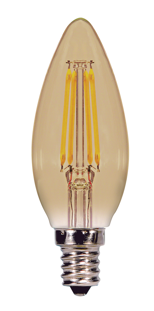 Product image for Satco S9986 3.5 Watt Torpedo CTA LED; Amber; Candelabra base; 2000K; 300 Lumens; 120 Volt