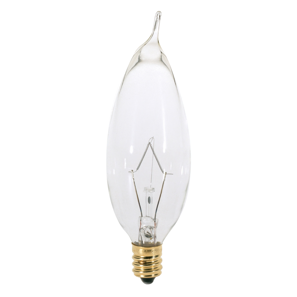Product image for Satco S3274 25 Watt CA8 Incandescent; Clear; 1500 Average rated hours; 210 Lumens; Candelabra base; 120 Volt