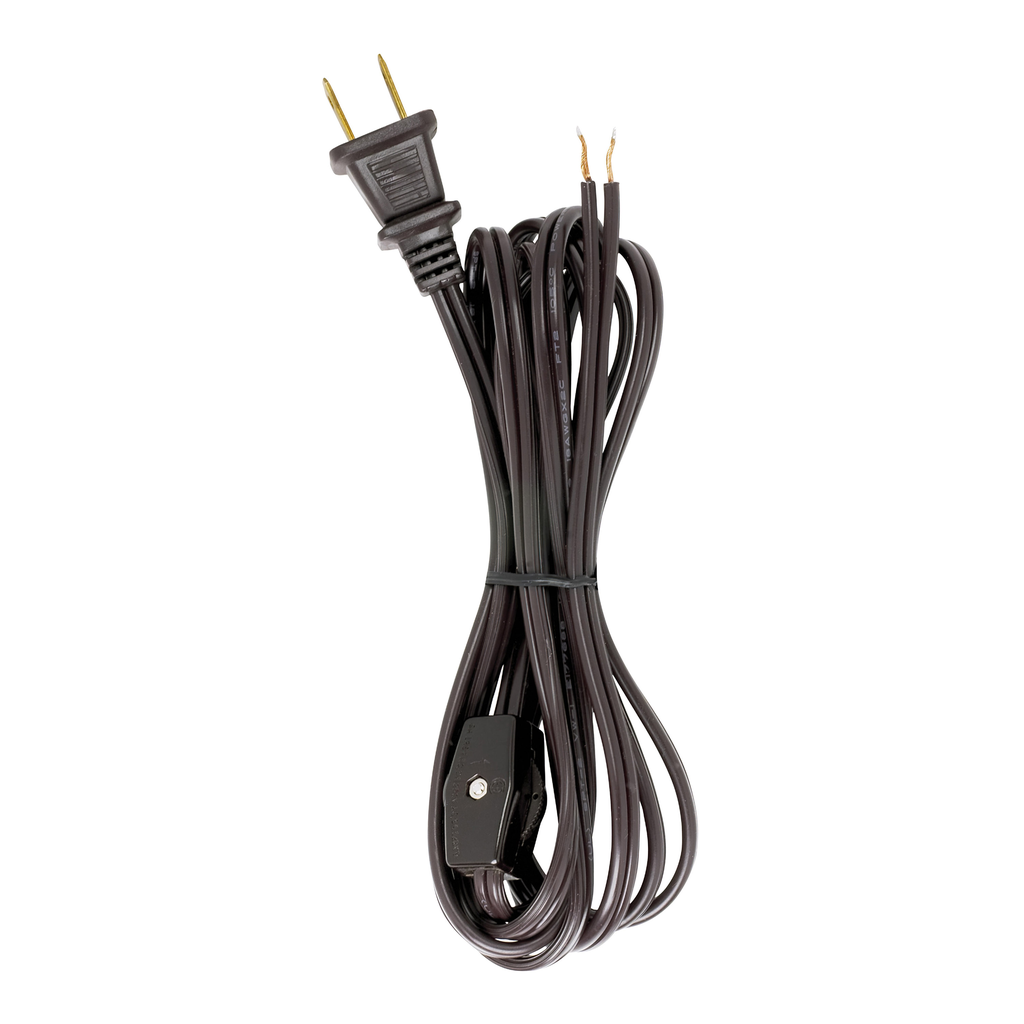 Product image for Satco 90/107 8 Ft. Cord Sets with Line Switches All Cord Sets - Molded Plug Tinned tips 3/4" Strip with 2" Slit Switch 24" From Free End 36" Hank - 200 Ctn