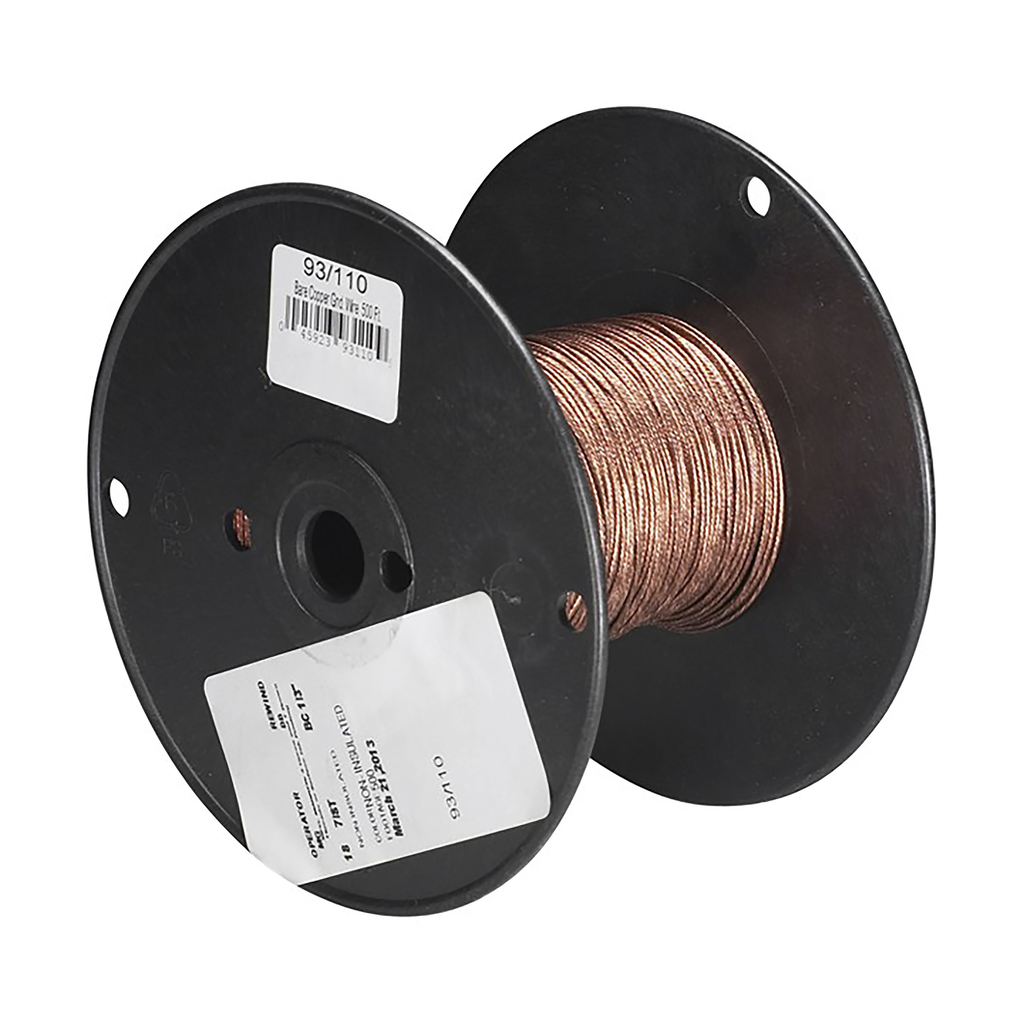 Product image for Satco 93/110 Lamp And Lighting Bulk Wire; 18/1 Grounding Wire; 500 Foot/Spool; Bare Copper