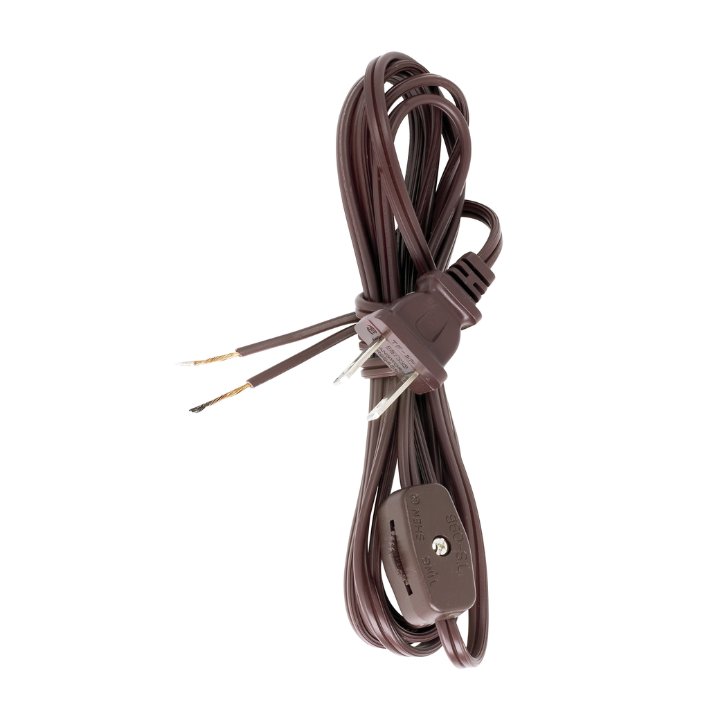 Product image for Satco 90/1582 8 Ft. Cord Sets with Line Switches All Cord Sets - Molded Plug Tinned tips 3/4" Strip with 2" Slit Switch 24" From Free End 36" Hank - 200 Ctn