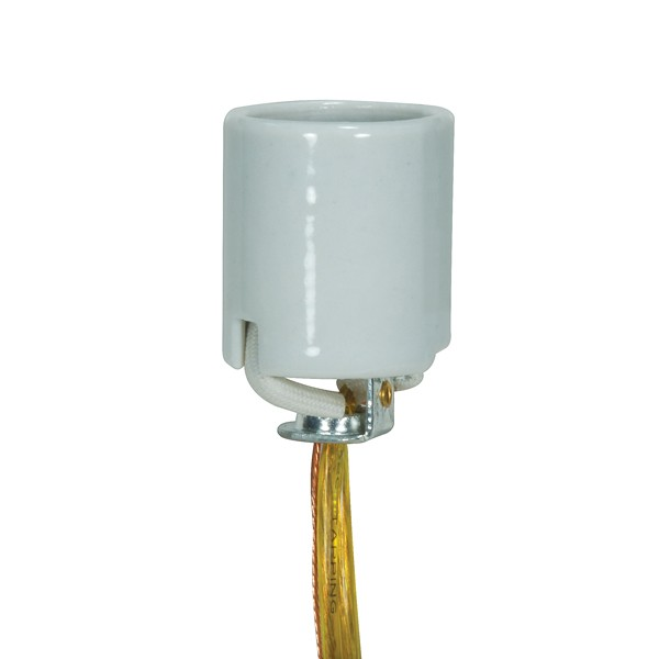 Product image for Satco 80/1317 Keyless Porcelain Socket With 1/8 IPS - 3/8" Hickey; 72" 18/2 SPT-1 105C Gold W/ Grid; CSSNP Screw Shell; Glazed; 660W; 250V