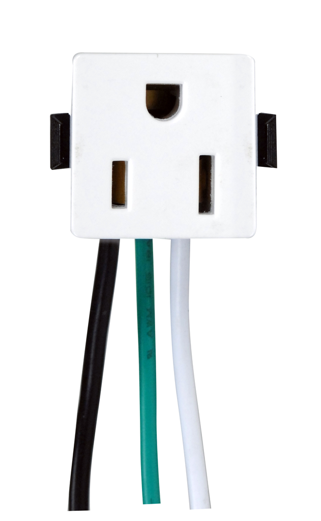 Product image for Satco 80/1408 3 Wire, 2 Pole Snap-In Convenience Outlet, Opening Size: 1'' x 1'' x 1'' Rated: 15A-125V