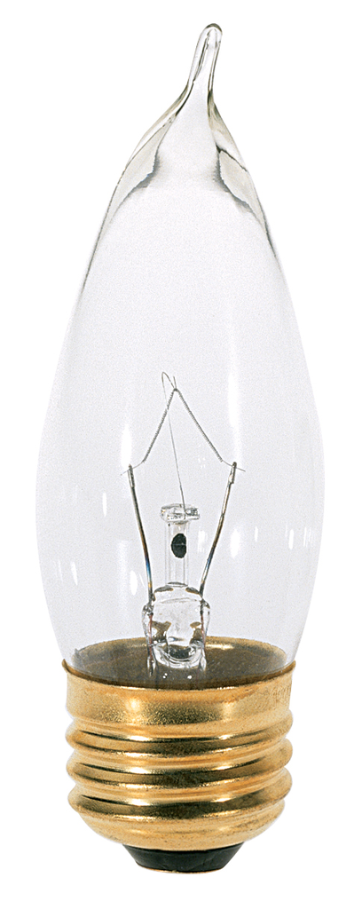 Product image for Satco A3566 60 Watt CA10 Incandescent; Clear; 2500 Average rated hours; 650 Lumens; Medium base; 130 Volt; 2-Card
