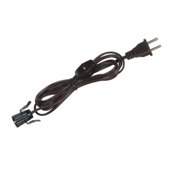 Product image for Satco 80/1784 8 Foot #18 SPT-1 Brown Cord, Switch, And Plug (Switch 17" From Socket)