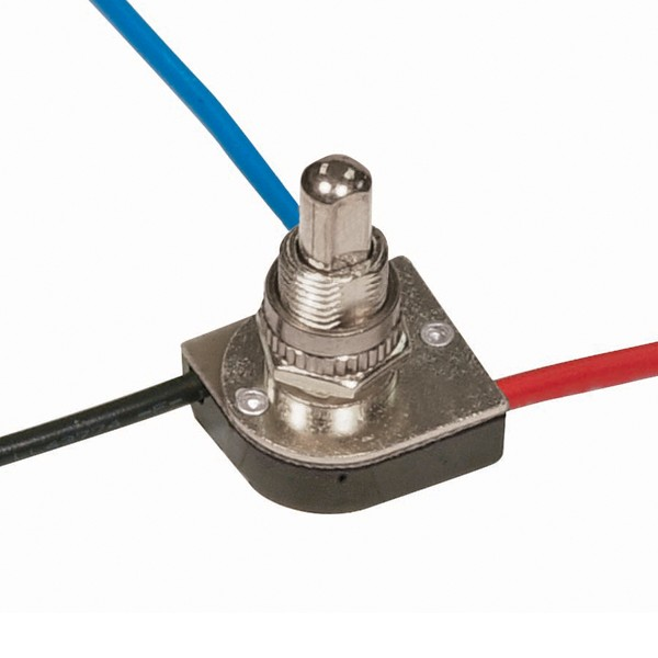 Product image for Satco 90/1679 3-Way Metal Push Switch; 3/8 Metal Bushing; 2 Circuit; 4 Position (L-1, L-2, L1-2, Off); 6A-125V, 3A-250V Rating; Nickel Finish