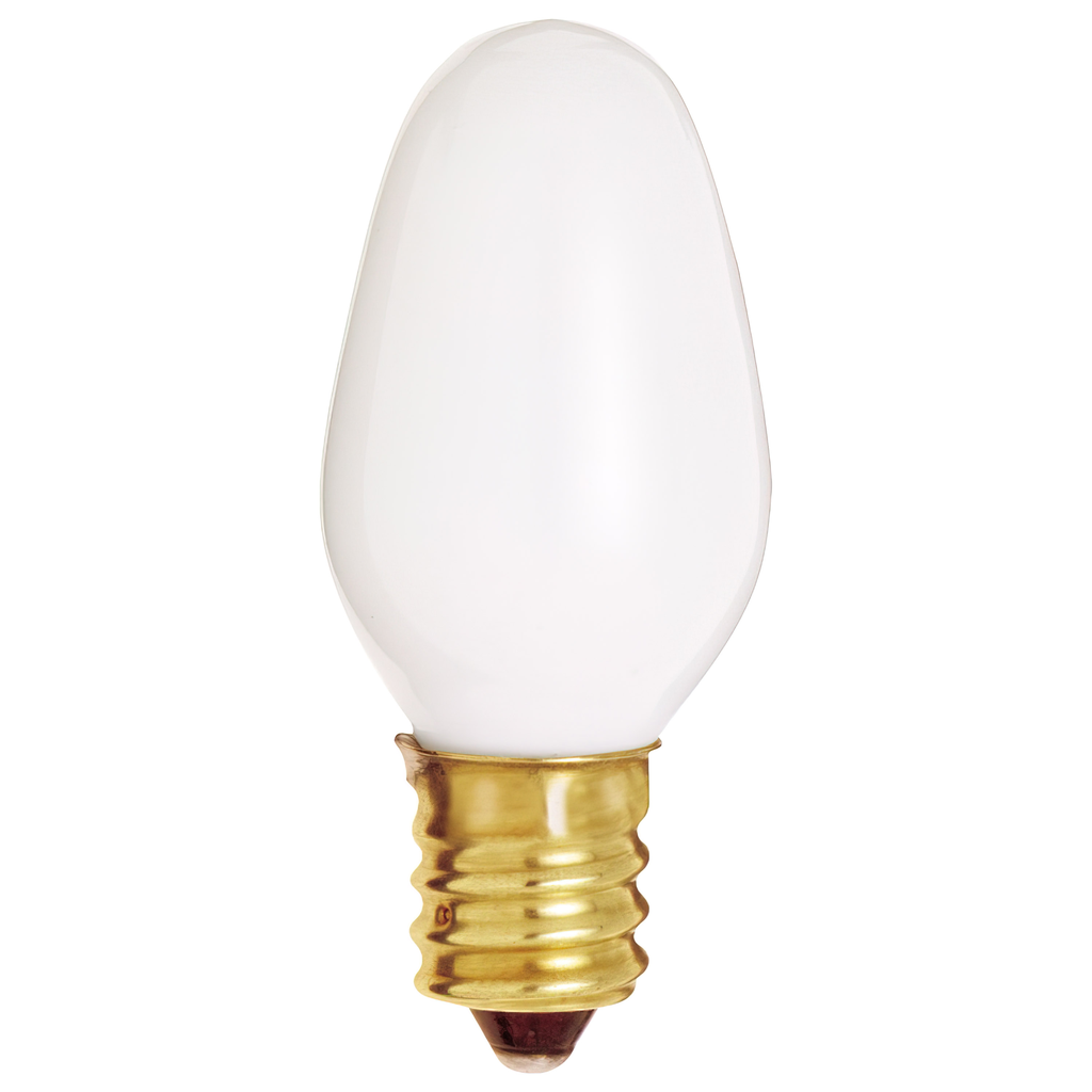 Product image for Satco S3692 7 Watt C7 Incandescent; White; 3000 Average rated hours; 28 Lumens; Candelabra base; 120 Volt