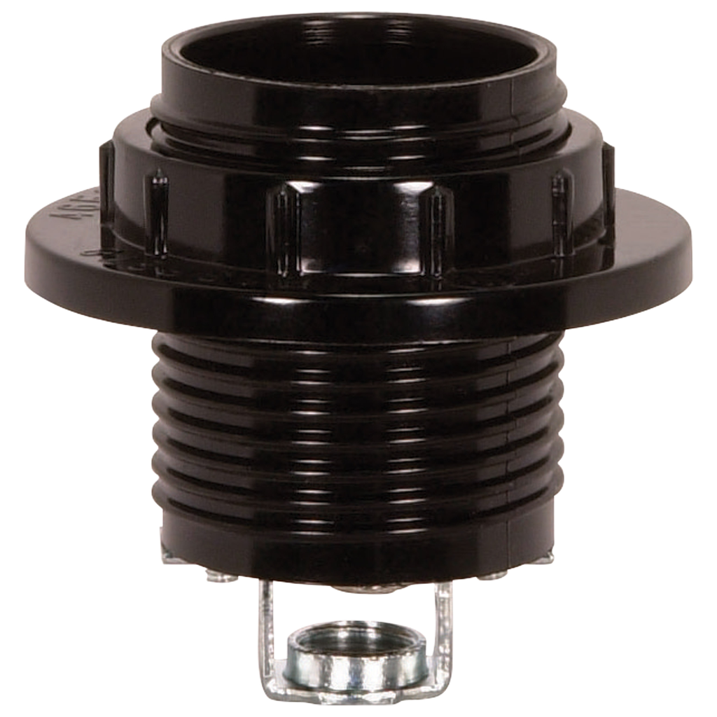 Product image for Satco 80/1077 Threaded Socket With Ring; 1/8 IP Hickey; Screw Terminals; 2" Overall Height; 1-1/4" Diameter; 2-1/8" Outside Ring; 660W; 250V