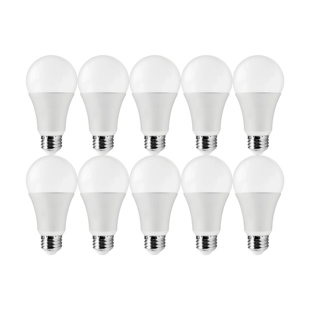 Product image for Satco S11418 14 Watt A19 LED; 3000K; 100 Watt Replacement; Medium base; 220 deg. Beam Angle; 10-Pack