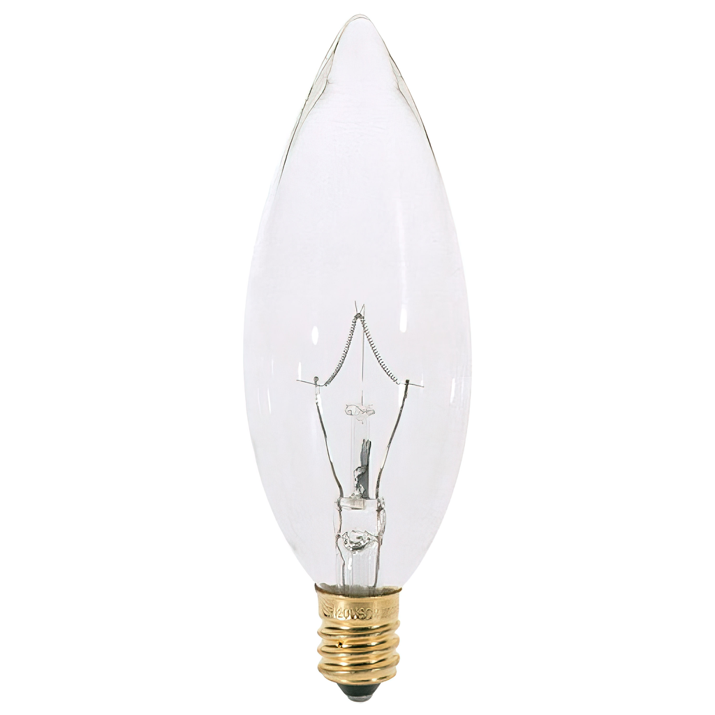 Product image for Satco S3784 60 Watt B10 Incandescent; Clear; 1500 Average rated hours; 672 Lumens; Candelabra base; 120 Volt; 2-Card