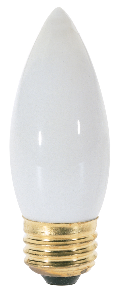 Product image for Satco A3537 25 Watt B11 Incandescent; White; 2500 Average rated hours; 160 Lumens; Medium base; 130 Volt; 2-Card