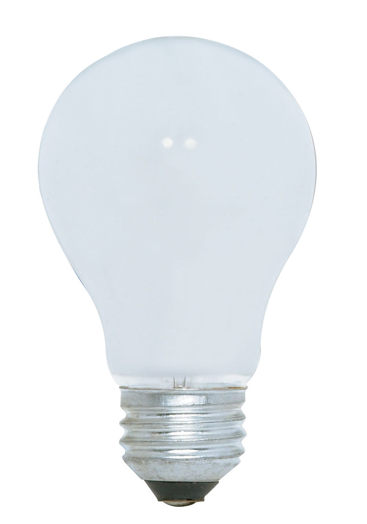 Product image for Satco S1810 40 Watt A19 Incandescent; White; 1500 Average rated hours; 280 Lumens; Medium base; 120 Volt; 4/Pack