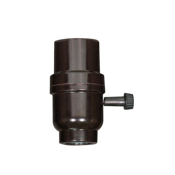 Product image for Satco 80/1927 3-Way Turn Knob With Metal Bushing; Phenolic; Smooth; 1/8 IP Cap; Less Set Screw; 2-7/8" Height; 1-1/4" Diameter; 250W; 250V