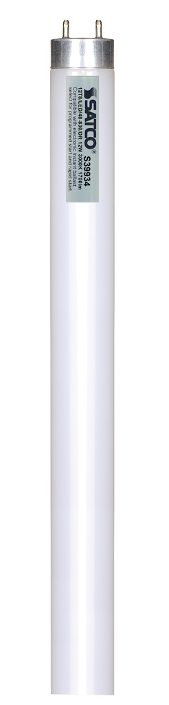 Product image for Satco S39934 12 Watt T8 LED; Medium bi-pin base; 3000K; 50000 Average rated hours; 1700 Lumens; Type A; Ballast dependent