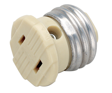 Product image for Satco 90/546 Polarized Socket Plug Adapter; Medium Base; 660W; 125V; Ivory Finish