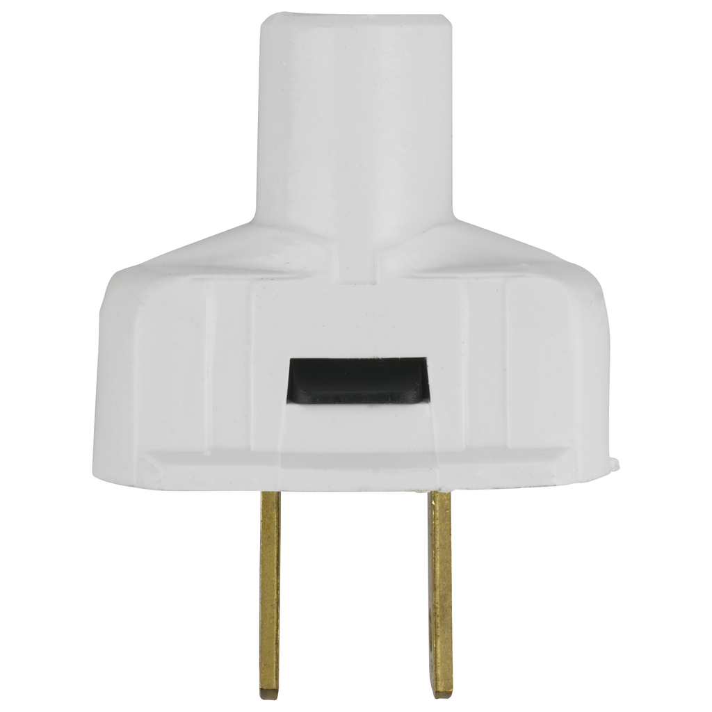 Product image for Satco 90/1115 Attachment Plug With Terminal Screws; White Finish; Non Polarized; 18/2-SVT Round Wire; 15A; 125V
