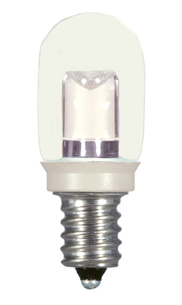 Product image for Satco S9177 0.8 Watt LED; T6; Clear; 2700K; Candelabra base; 120 Volt; Carded