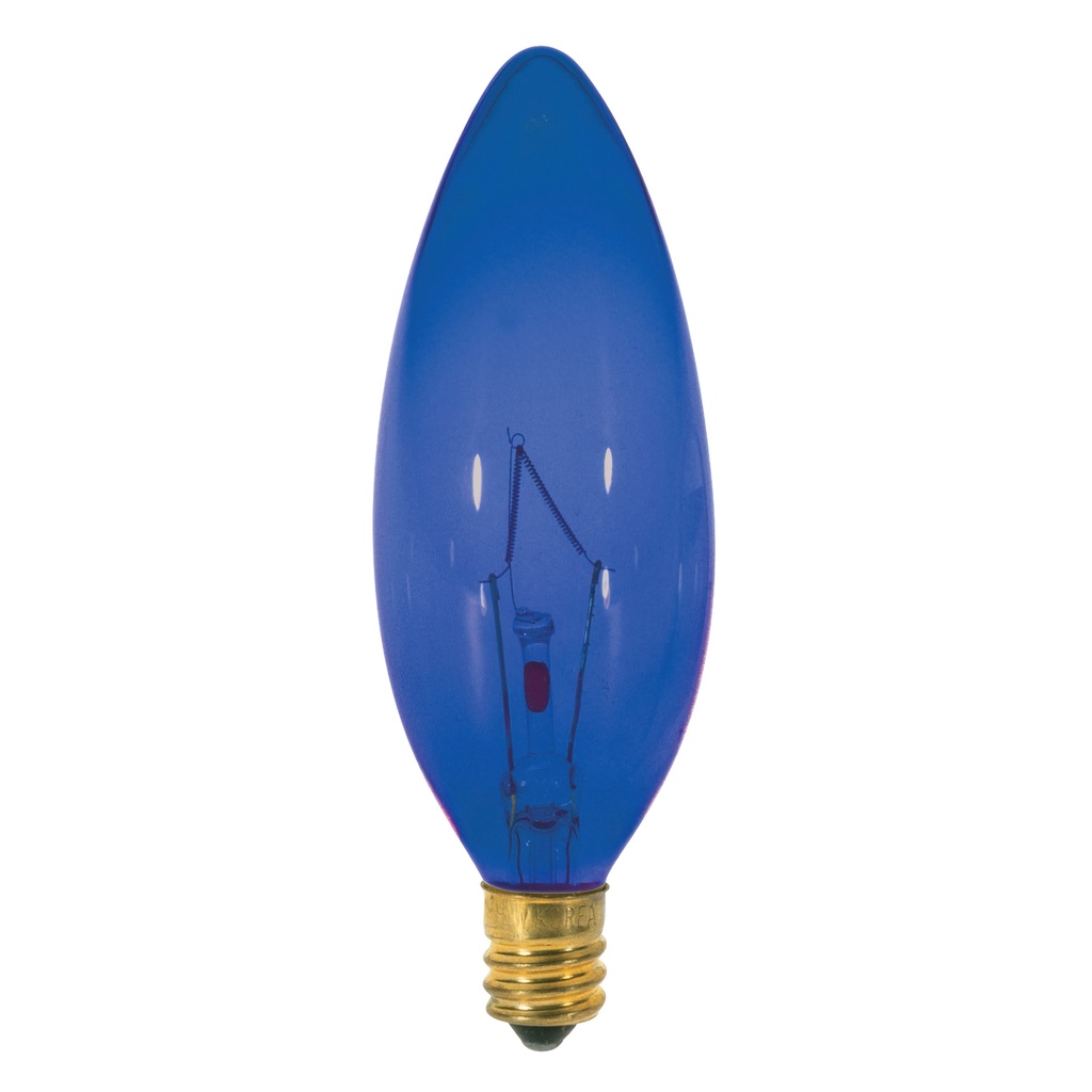 Product image for Satco S3218 25 Watt BA9 1/2 Incandescent; Transparent Blue; 1500 Average rated hours; Candelabra base; 120 Volt