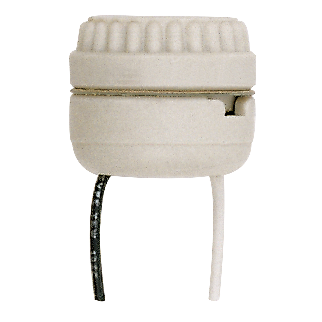 Product image for Satco 90/1111 Two Piece Medium Base; Porcelain Sign Receptacle; 8" AWM B/W Leads 105C; 1-1/2" Height; 1-5/8" Diameter; 660W; 250V