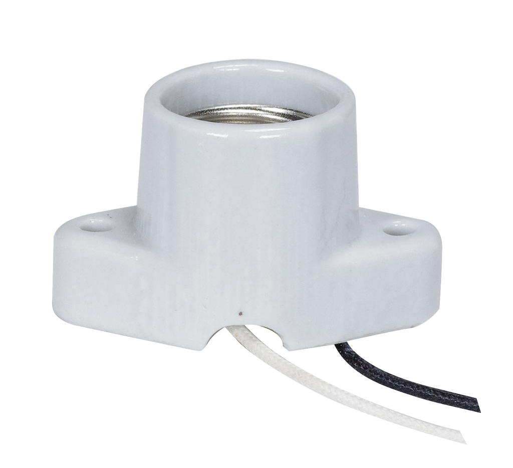 Product image for Satco 80/2239 Keyless Porcelain Recessed Socket With Pre-Wired; 2" Center And With Wireway; 4" Leads; Glazed; 660W; 250V