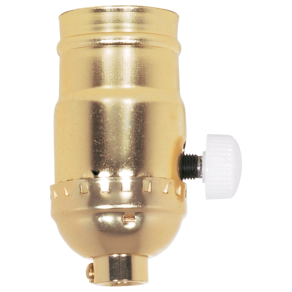 Product image for Satco 80/1014 150W Full Range Turn Knob Dimmer Socket; 1/8 IPS; Aluminum; Brite Gilt Finish; 120V