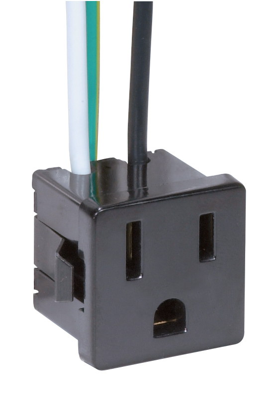 Product image for Satco 80/1142 3 Wire, 2 Pole Snap-In Convenience Outlet, Opening Size: 1" x 1" x 1" Rated: 15A-125V