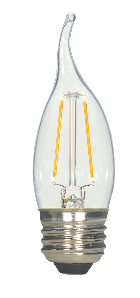 Product image for Satco S9571 2.5 Watt CA11 LED; Clear; Medium base; 2700K; 250 Lumens; 120 Volt
