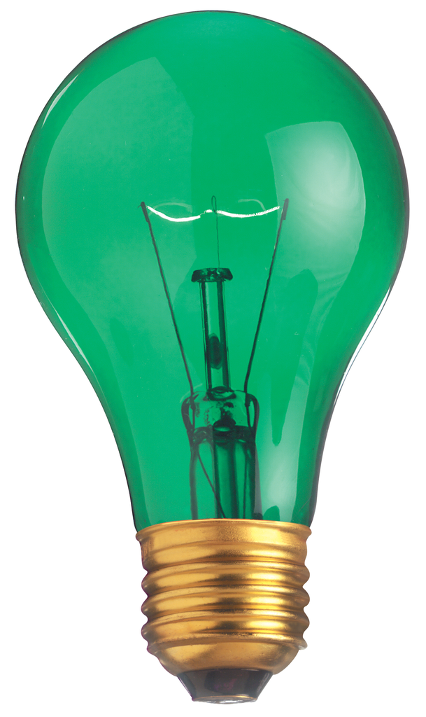 Product image for Satco S6081 25W A19 Incandescent; Transparent Green; 2000 Average rated hours; Medium base; 130 Volt