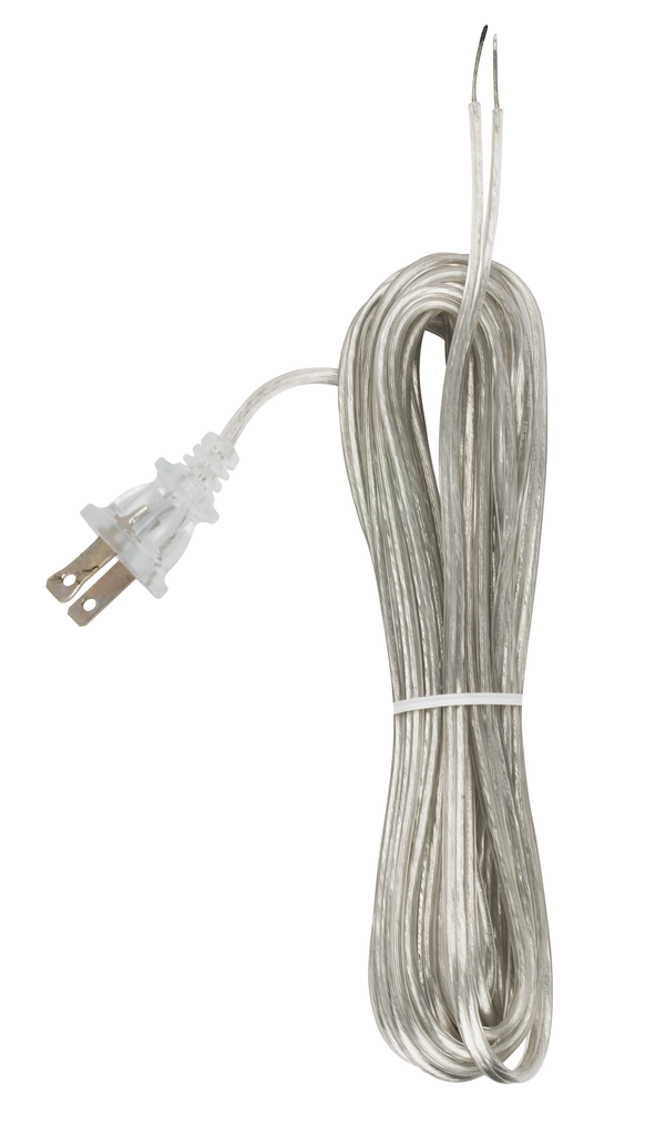 Product image for Satco 90/1538 18/2 SPT-1-105C All Cord Sets - Molded Plug - Tinned Tips 3/4" Strip with 2" Slit 100 Ctn. 20 Ft.