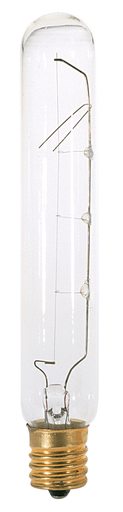 Product image for Satco S3709 25 Watt T6 1/2 Incandescent; Clear; 1500 Average rated hours; 180 Lumens; Intermediate base; 130 Volt; Carded