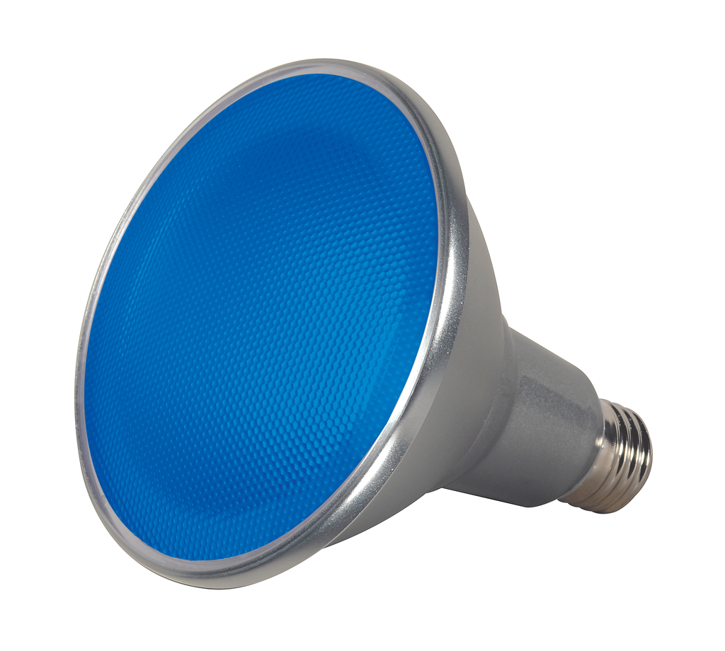 Product image for Satco S9482 15 Watt PAR38 LED; Blue; 40 deg. Beam Angle; Medium base; 120 Volt