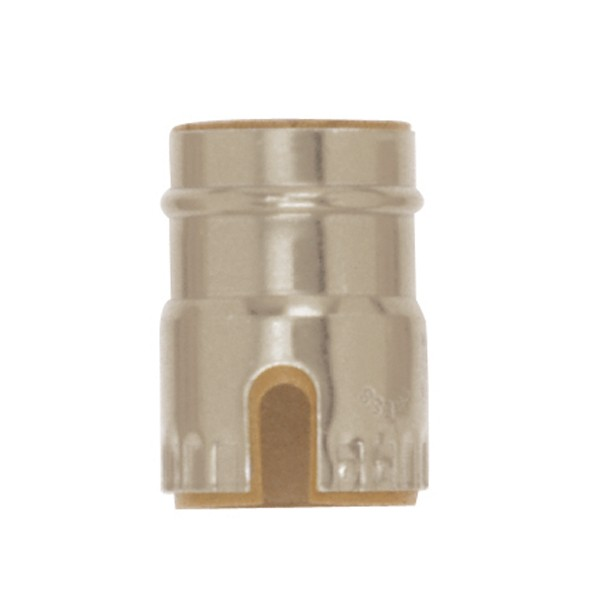 Product image for Satco 80/1351 3 Piece Solid Brass Cap With Paper Liner; Polished Nickel Finish; Pull Chain/Turn Knob