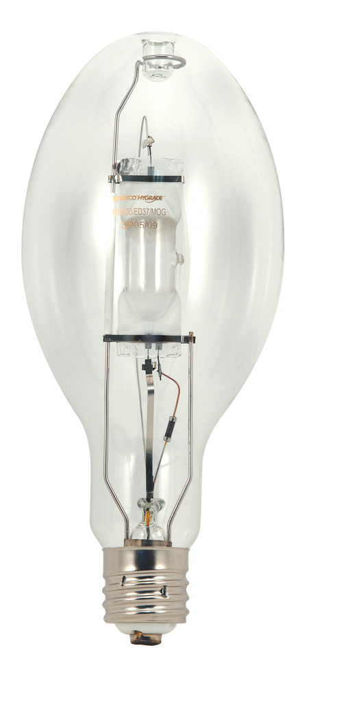 Product image for Satco S5888 400 Watt; Metal Halide HID; Mogul extended base; ED28; Clear; 65 CRI; 4200K