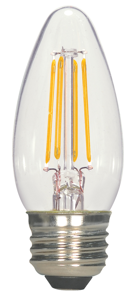 Product image for Satco S9964 5.5 Watt B11 LED; Clear; Medium base; 2700K; 500 Lumens; 120 Volt