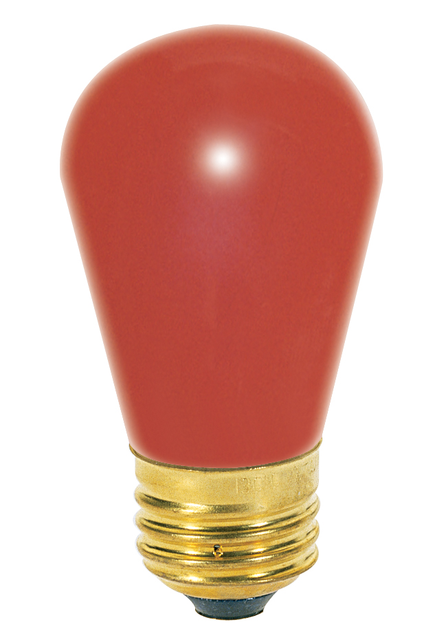 Product image for Satco S3961 11 Watt S14 Incandescent; Ceramic Red; 2500 Average rated hours; Medium base; 130 Volt