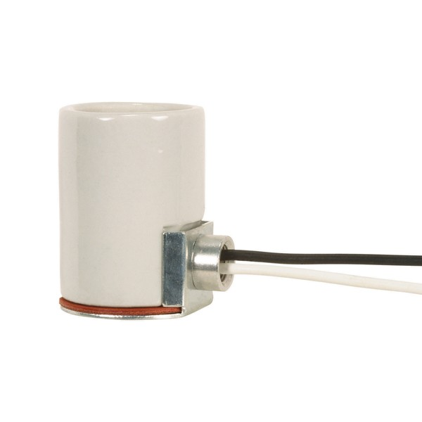 Product image for Satco 80/1445 Keyless Porcelain Socket With Side Mount Bushing; 12" AWM B/W 105C Leads; 1/8 IPS; CSSNP Screw Shell; Glazed; 660W; 250V