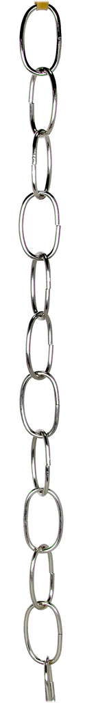 Product image for Satco 90/077 11 Gauge Chain; Nickel Finish; 1-1/2" Link Length; 7/8" Link Width; 3/32" Thick; 1 Yard Length; 200 Yards/Carton; 15lbs Max
